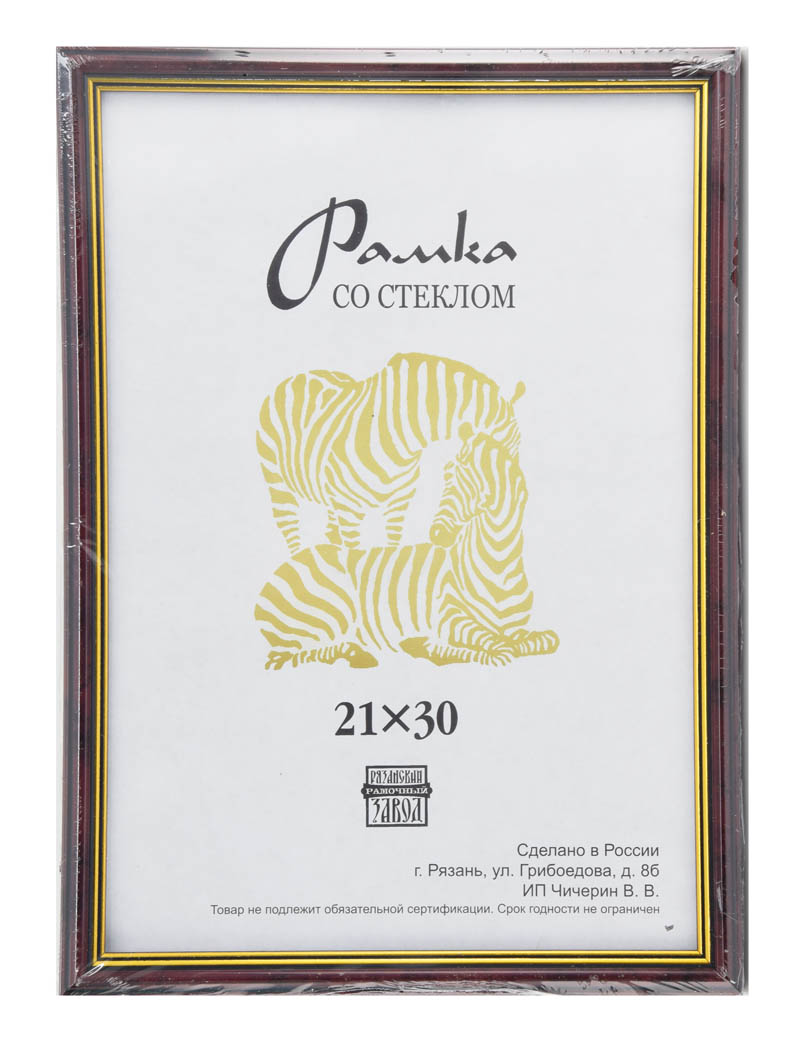 рамка для фото 21х30 пластик бордовая плоская с позолотой Рамка для фото 21х30 пластик бордовая плоская с позолотой