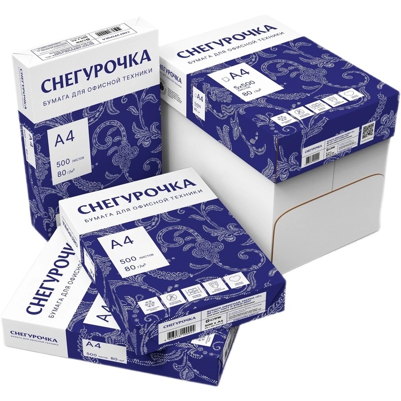 бумага офисная а4 "снегурочка" 500л. 80г. 146%, класс с Бумага офисная а4 "снегурочка" 500л. 80г. 146%, класс с