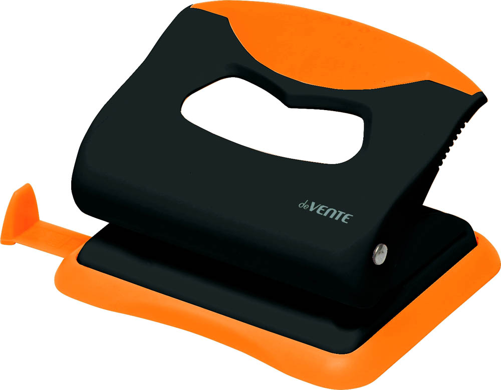 дырокол "devente monochrome" на 20л. пластик. с линейкой черн./неон.оранжев. Дырокол "devente monochrome" на 20л. пластик. с линейкой черн./неон.оранжев.