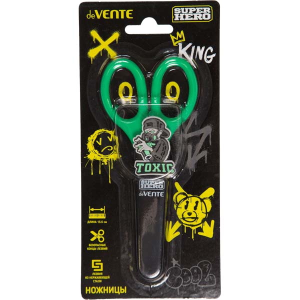 ножницы детские devente "superhero toxic" 135мм с чехлом Ножницы детские devente "superhero toxic" 135мм с чехлом