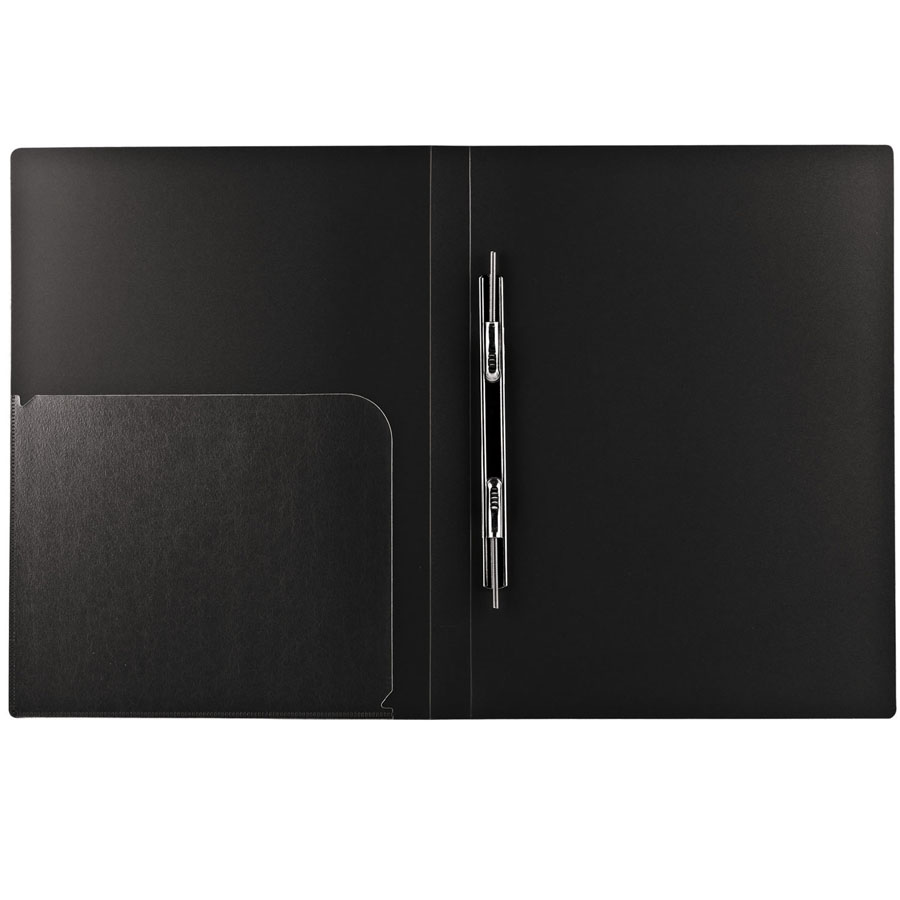 папка пласт. с пружин. скоросш. 0,75мм люкс карм. чер. Папка пласт. с пружин. скоросш. 0,75мм люкс карм. чер.