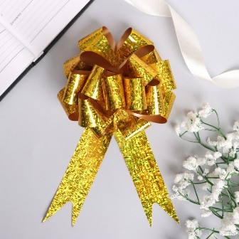 бант-шар №3 "голография" жёлтый Бант-шар №3 "голография" жёлтый