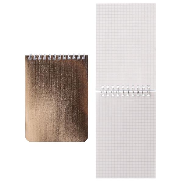 блокнот а6 гребень 40л. кл. metallic золото (hatber) Блокнот а6 гребень 40л. кл. metallic золото (hatber)