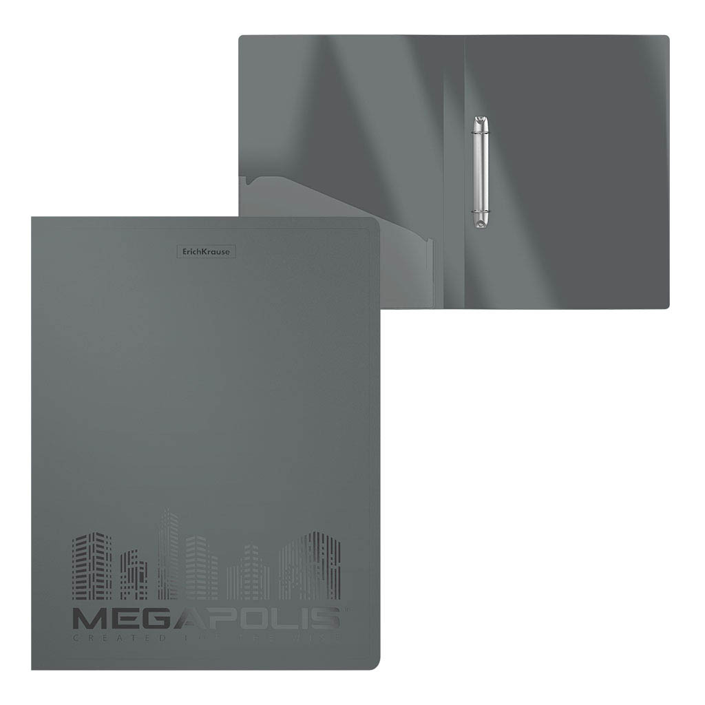 папка пласт. с 2-я кольцами 2,4см "erich krause" megapolis сер. Папка пласт. с 2-я кольцами 2,4см "erich krause" megapolis сер.