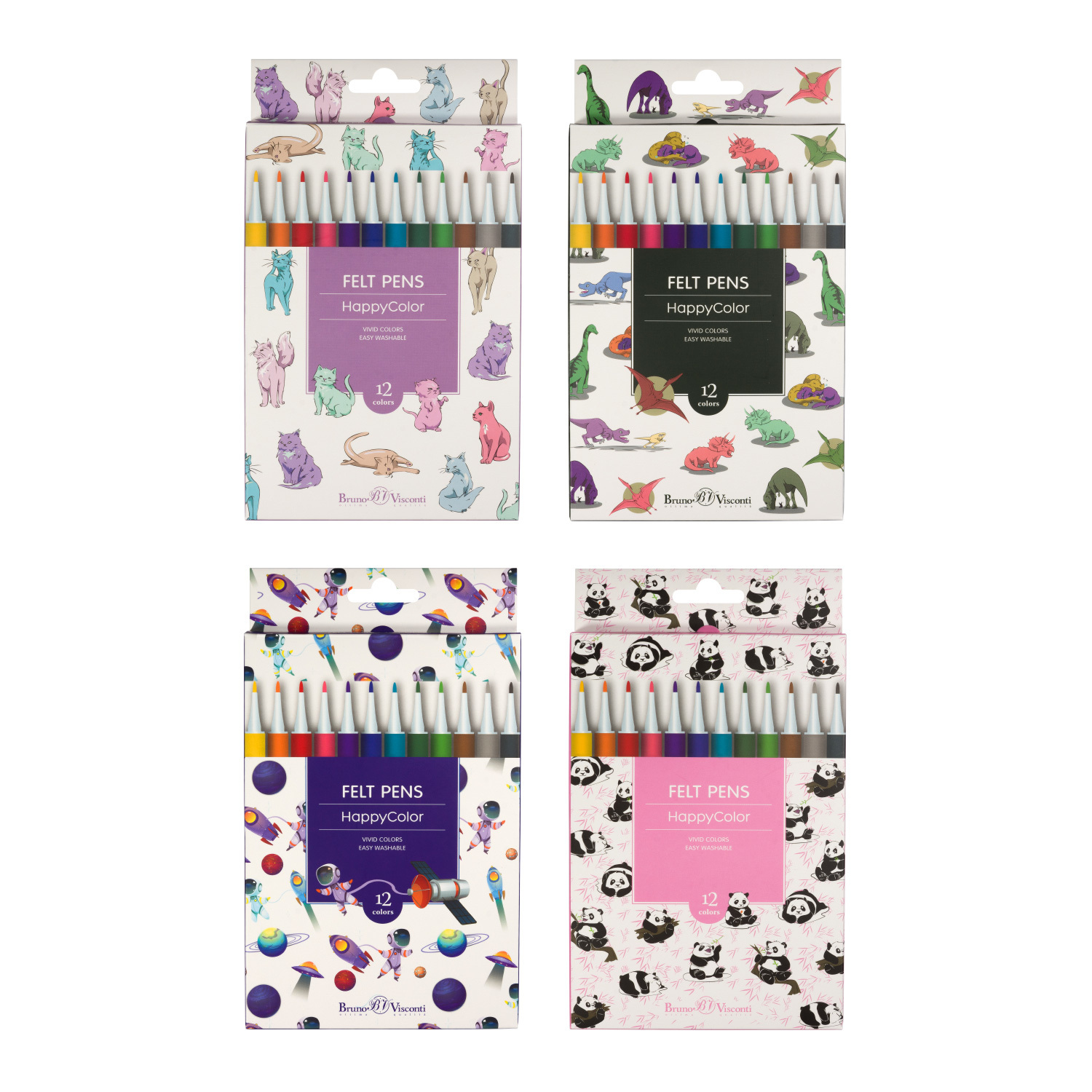 фломастеры "bruno visconti "happycolor" 12 цв. асс-т Фломастеры "bruno visconti "happycolor" 12 цв. асс-т