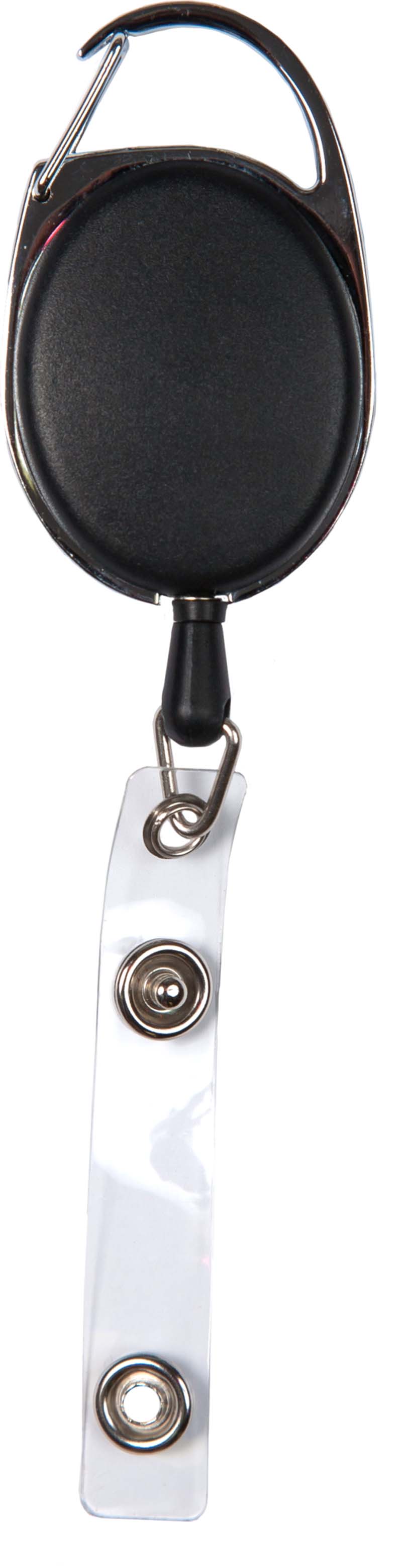 держатель для бейджа с рулеткой 80см карабин+клип devente чёрный Держатель для бейджа с рулеткой 80см карабин+клип devente чёрный