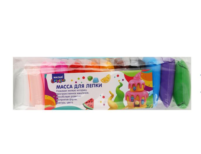 пластилин (масса для лепки) "mazari" легкий 12 цв. 3 стека Пластилин (масса для лепки) "mazari" легкий 12 цв. 3 стека