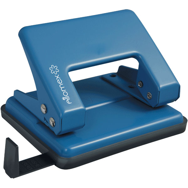 дырокол "attomex" на 20л. металлический синий, с линейкой Дырокол "attomex" на 20л. металлический синий, с линейкой