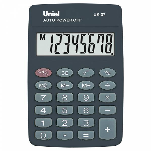 калькулятор карманный 8 разряд. uniel uk-07,58х88мм Калькулятор карманный 8 разряд. uniel uk-07,58х88мм