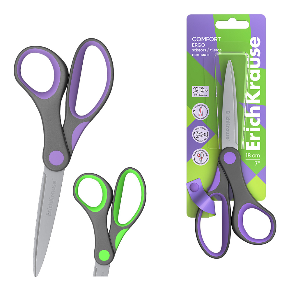 ножницы канц. "erich krause comfort" 180мм прорез. к-ца Ножницы канц. "erich krause comfort" 180мм прорез. к-ца