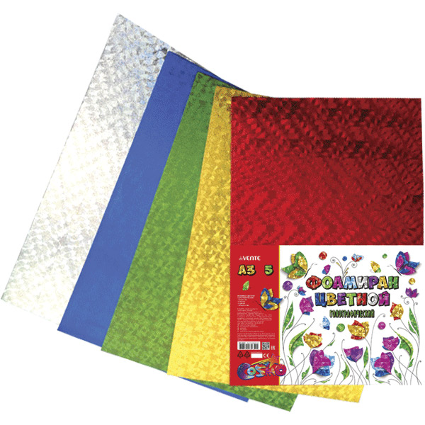 набор фоамирана "devente" а3 5 листов 5 цветов 2мм голографический Набор фоамирана "devente" а3 5 листов 5 цветов 2мм голографический