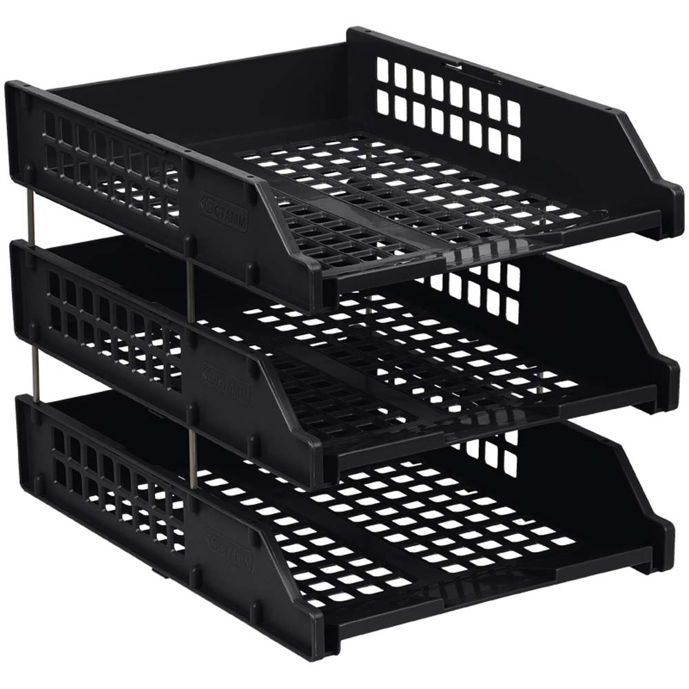 лоток для бумаг и папок 3 секц. металл.стерж. стамм чёрный Лоток для бумаг и папок 3 секц. металл.стерж. стамм чёрный