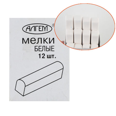 мел белый "алгем" 12 шт. Мел белый "алгем" 12 шт.
