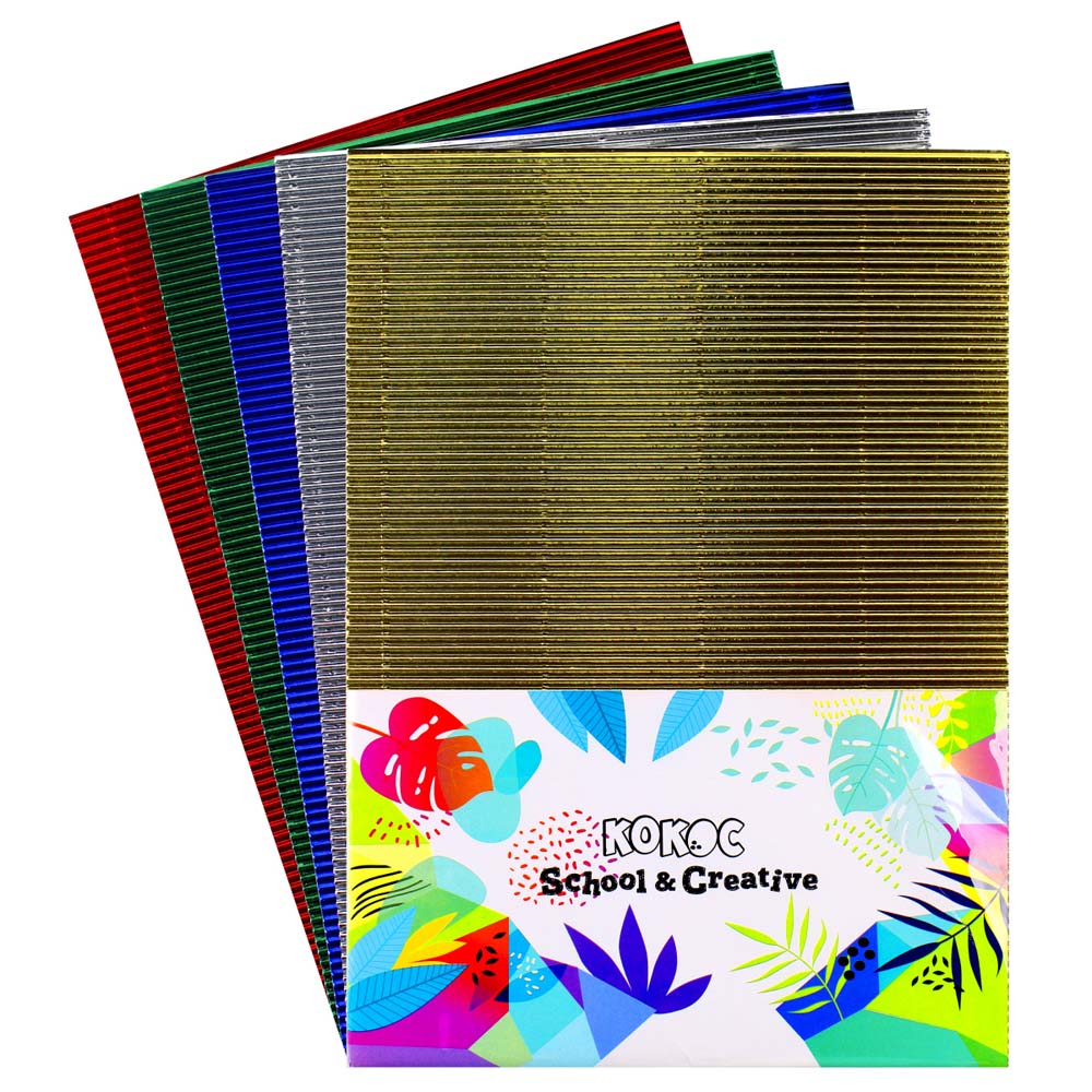картон цветной а4 гофрированный 5л. 5цв. металлизированный кокос Картон цветной а4 гофрированный 5л. 5цв. металлизированный кокос