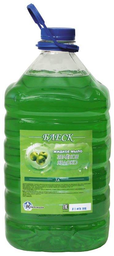 мыло жидкое "блеск" зеленое яблоко 5л Мыло жидкое "блеск" зеленое яблоко 5л