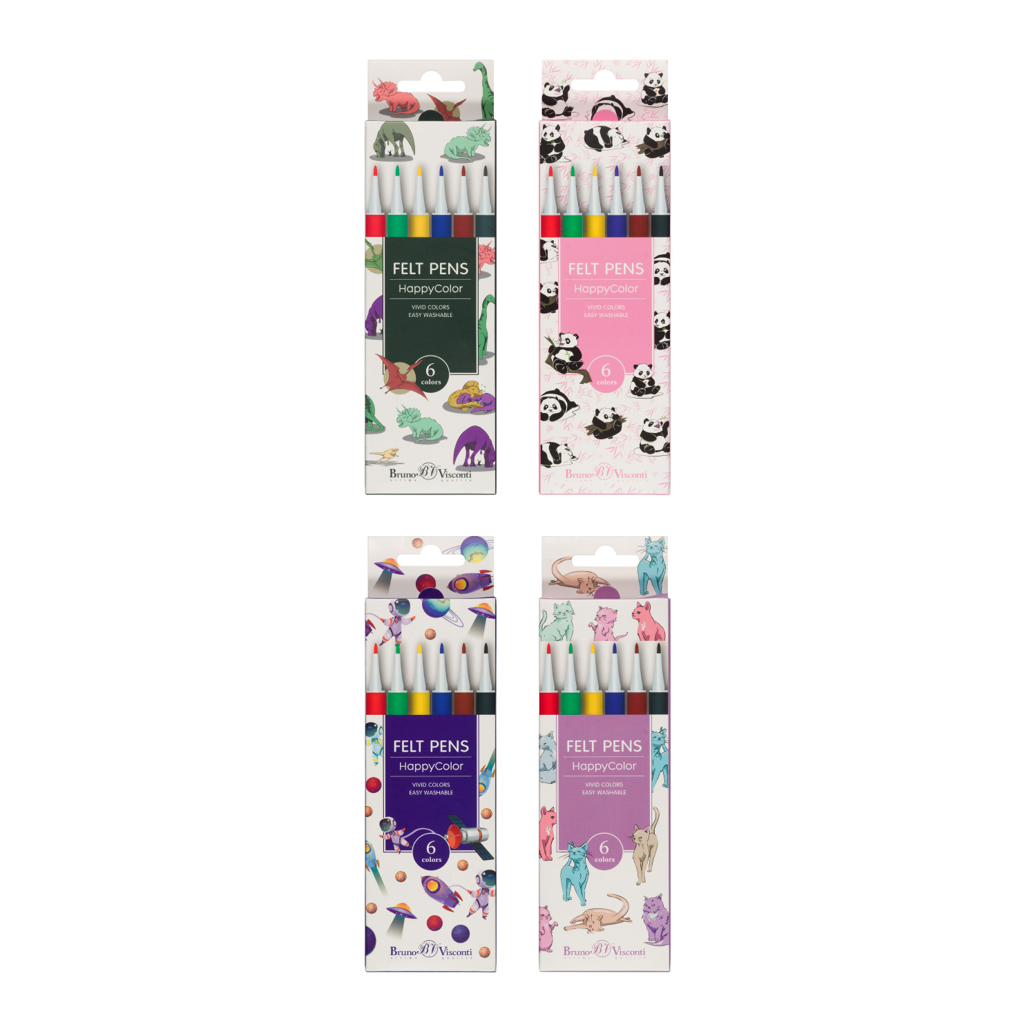 фломастеры "bruno visconti "happycolor" 6 цв асс-т Фломастеры "bruno visconti "happycolor" 6 цв асс-т