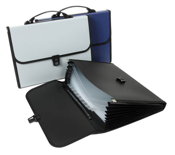 папка-портфель пласт. 13 отд. а4 синяя с окантовкой Папка-портфель пласт. 13 отд. а4 синяя с окантовкой