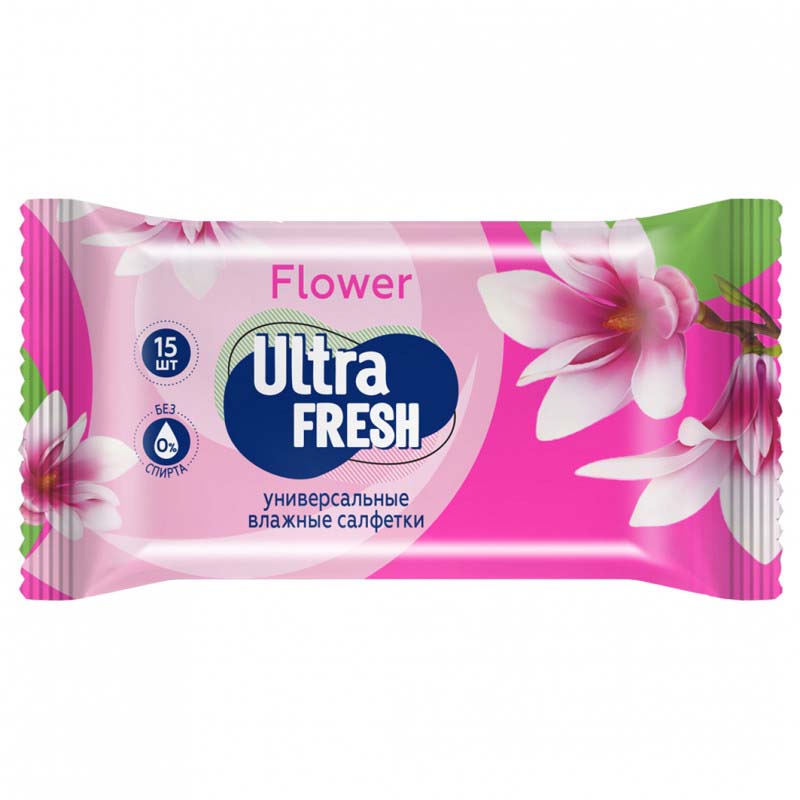 салфетки влажные "ultra fresh flower&fruit" 15шт. Салфетки влажные "ultra fresh flower&fruit" 15шт.