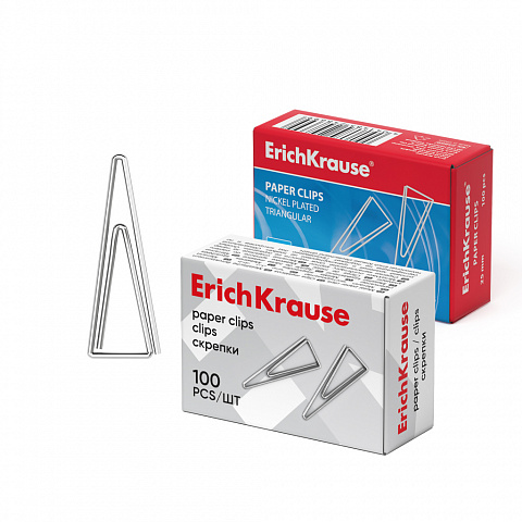 скрепки 25мм никелиров. "ek" 100 шт. треуг. карт.упак. Скрепки 25мм никелиров. "ek" 100 шт. треуг. карт.упак.