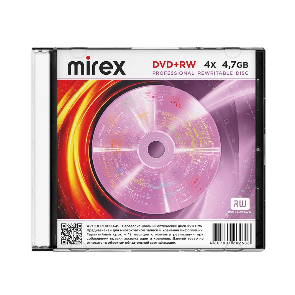 диск dvd+rw "mirex" 4х slim Диск dvd+rw "mirex" 4х slim