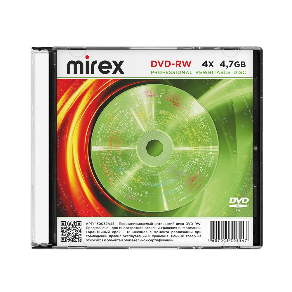 диск dvd-rw "mirex" 4х slim Диск dvd-rw "mirex" 4х slim