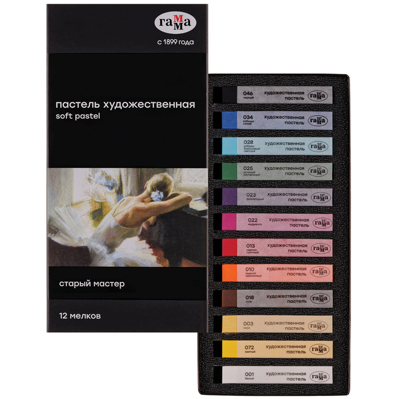 мелки пастельные 12цв. "старый мастер" (гамма) Мелки пастельные 12цв. "старый мастер" (гамма)