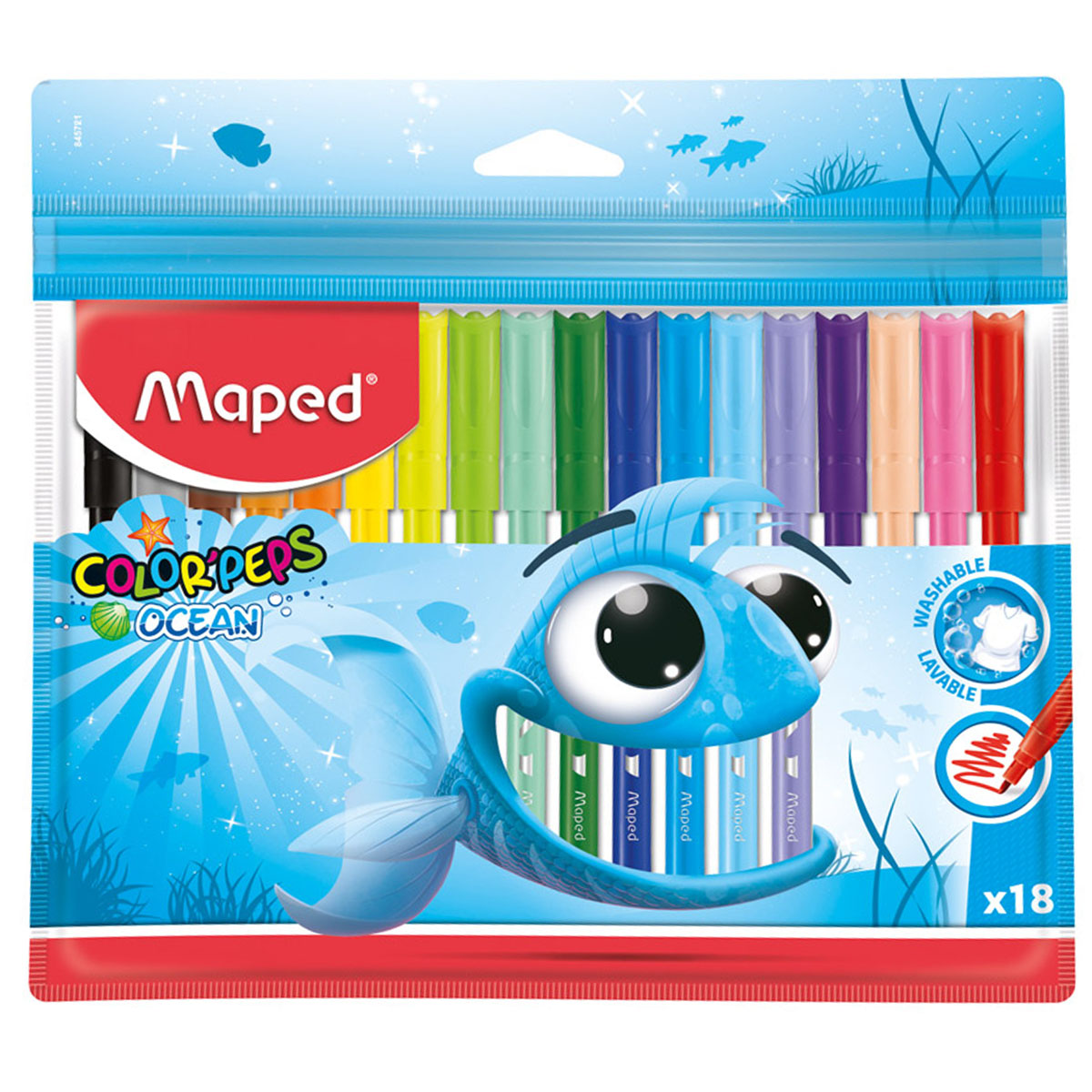 фломастеры "maped "color peps ocean" 18 цв. c заблок. пишущим узлом,смываемые Фломастеры "maped "color peps ocean" 18 цв. c заблок. пишущим узлом,смываемые
