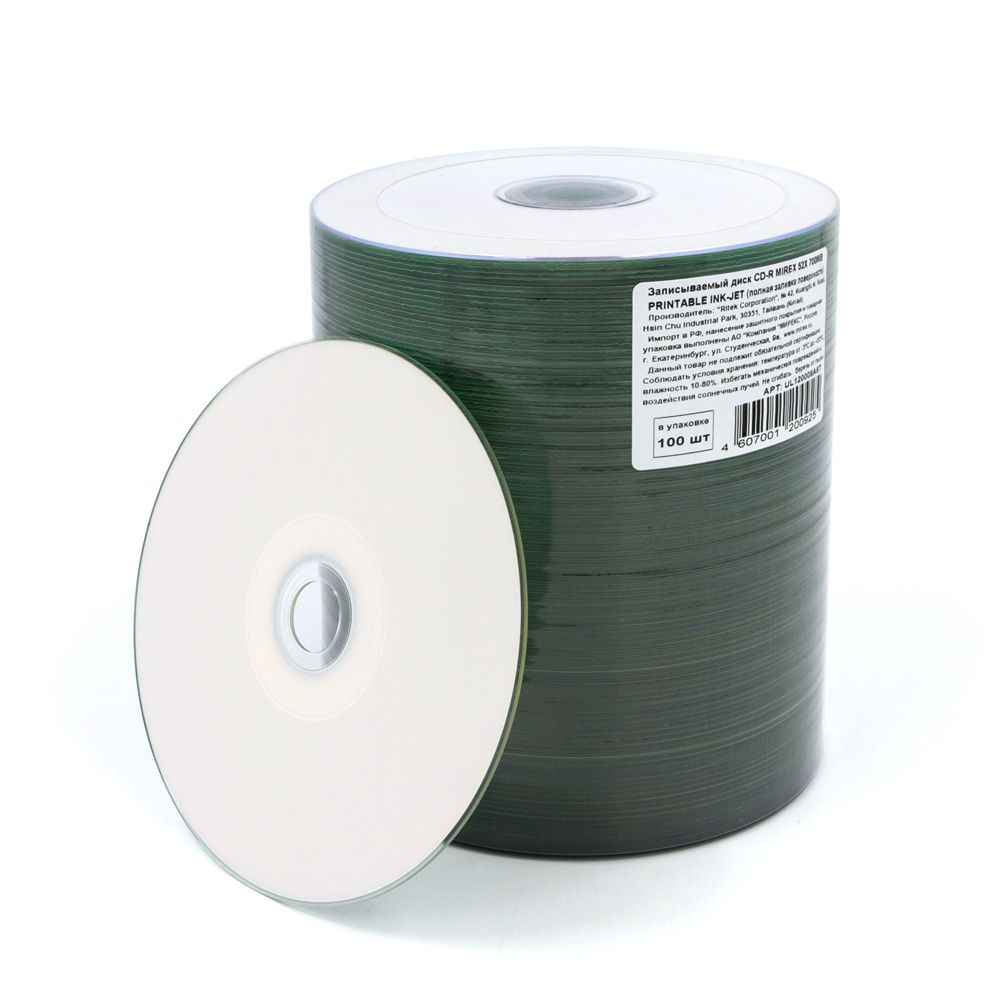 диск cd-r "mirex" printable 48x-52х bulk 100шт лог. Диск cd-r "mirex" printable 48x-52х bulk 100шт лог.