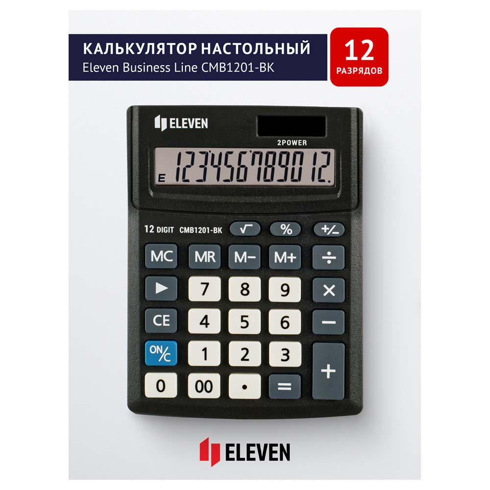 калькулятор настольный 12 разряд. eleven cmb1201-bk,102х137мм чёрный Калькулятор настольный 12 разряд. eleven cmb1201-bk,102х137мм чёрный