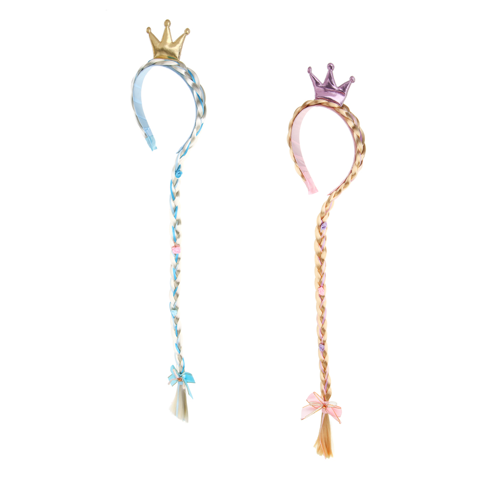 карнавальный ободок с косой и короной 12см асс-т Карнавальный ободок с косой и короной 12см асс-т