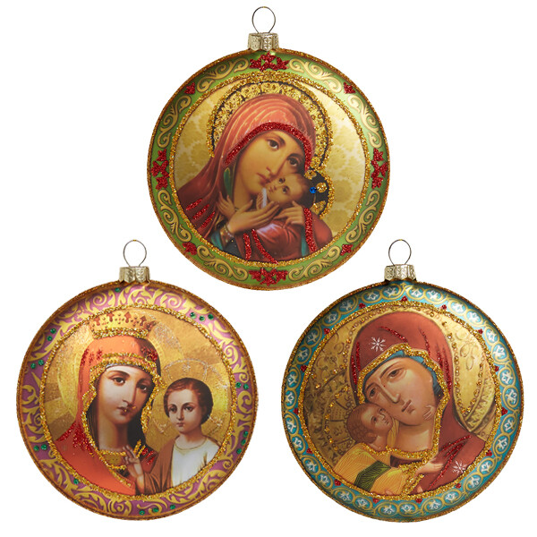 украшение медальон "образ божией матери" 10см (стекло) б/уп. асс-т Украшение медальон "образ божией матери" 10см (стекло) б/уп. асс-т