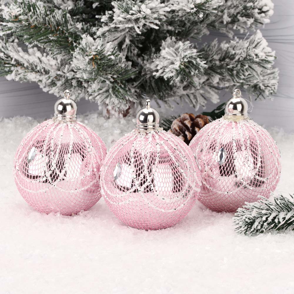 набор шаров 8см 3шт. "империал" нежно-розовый (пластик) Набор шаров 8см 3шт. "империал" нежно-розовый (пластик)