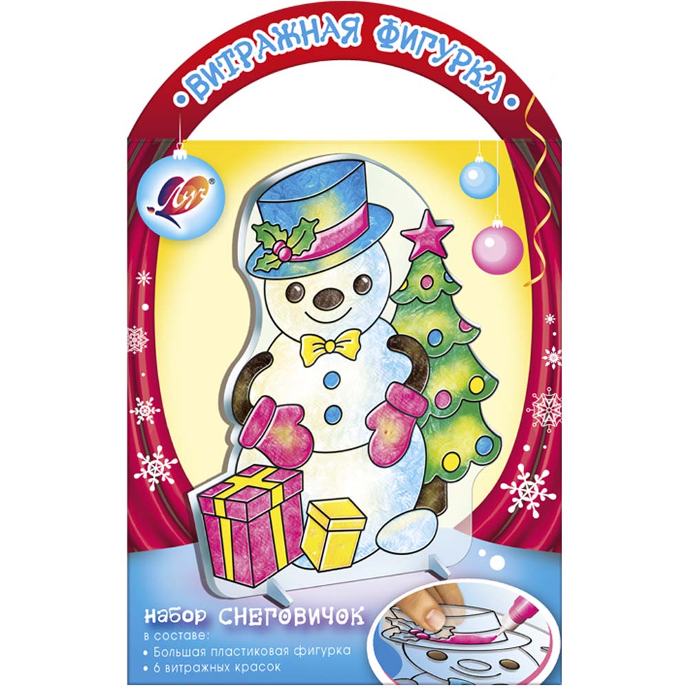 набор д/творч. краски по стеклу "снеговичок" с трафаретом Набор д/творч. краски по стеклу "снеговичок" с трафаретом