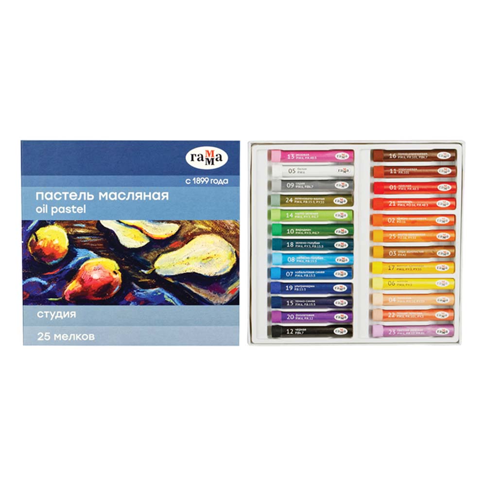 мелки пастельные масляные 25цв. "студия" (гамма) Мелки пастельные масляные 25цв. "студия" (гамма)