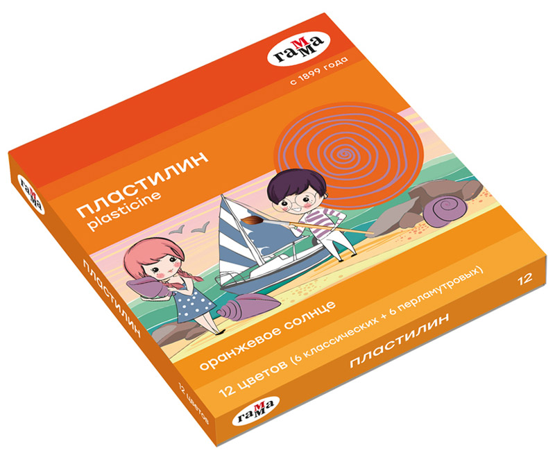 пластилин гамма "оранжевое солнце" 12 цв. 156 г (6 классич.+6 перл.) стек Пластилин гамма "оранжевое солнце" 12 цв. 156 г (6 классич.+6 перл.) стек