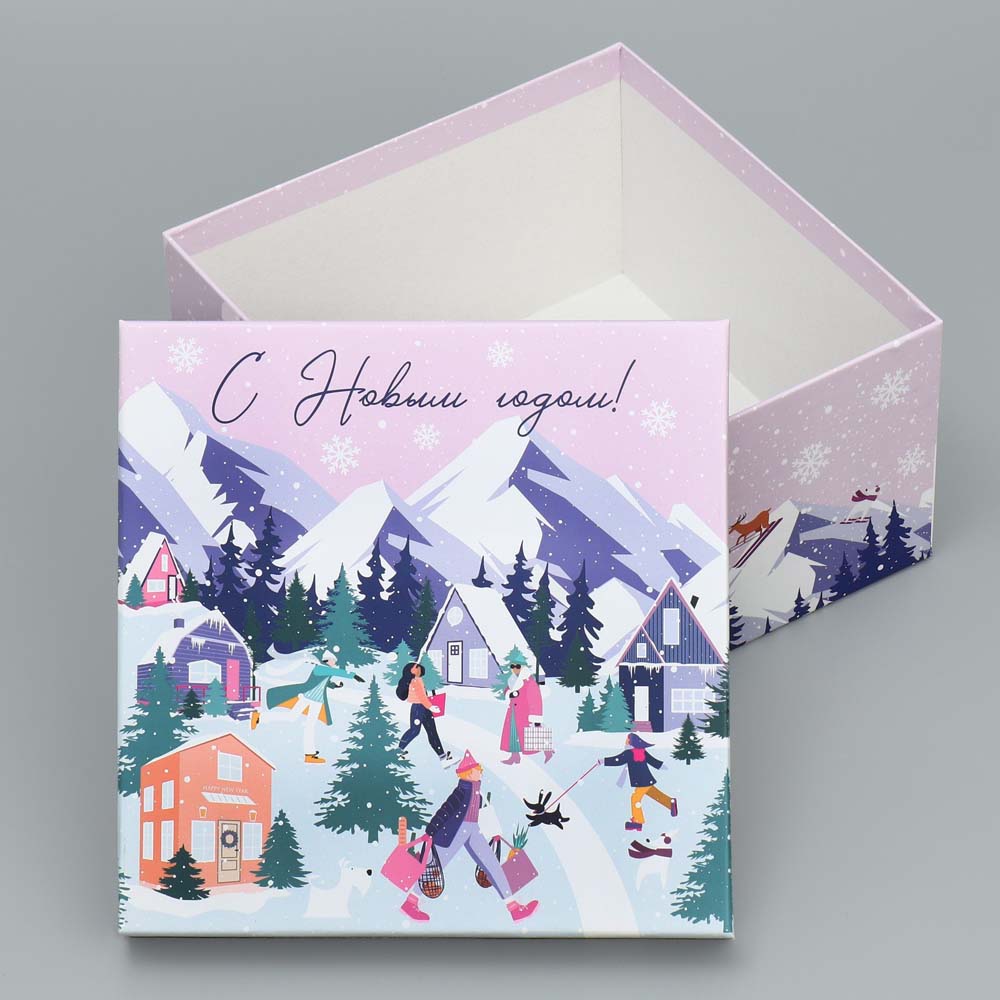 коробка подарочная "с новым годом" 20х20х11см Коробка подарочная "с новым годом" 20х20х11см