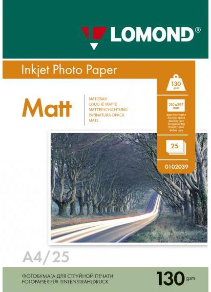 бумага д/фотопечати а4 "lomond" 130г.025л.матов.2-стор Бумага д/фотопечати а4 "lomond" 130г.025л.матов.2-стор