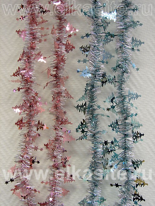 мишура "еловая pastel" розовая-серебро (2м) 9,5см Мишура "еловая pastel" розовая-серебро (2м) 9,5см
