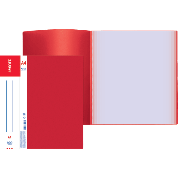 папка пл. с 100 вклад. а4 "devente" daily 800мкм красная Папка пл. с 100 вклад. а4 "devente" daily 800мкм красная