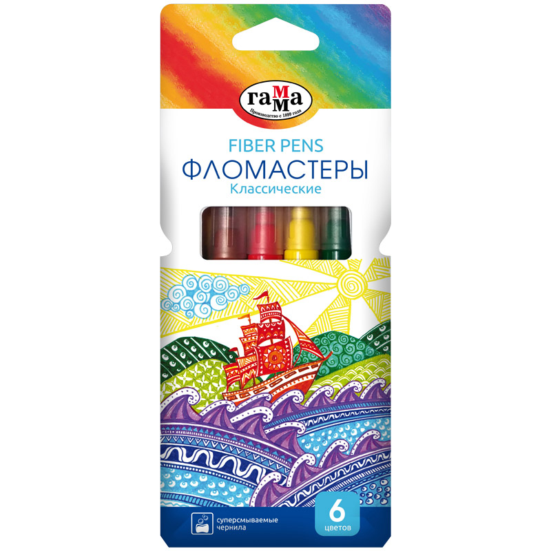 фломастеры "классические" 6цв. к/уп Фломастеры "классические" 6цв. к/уп