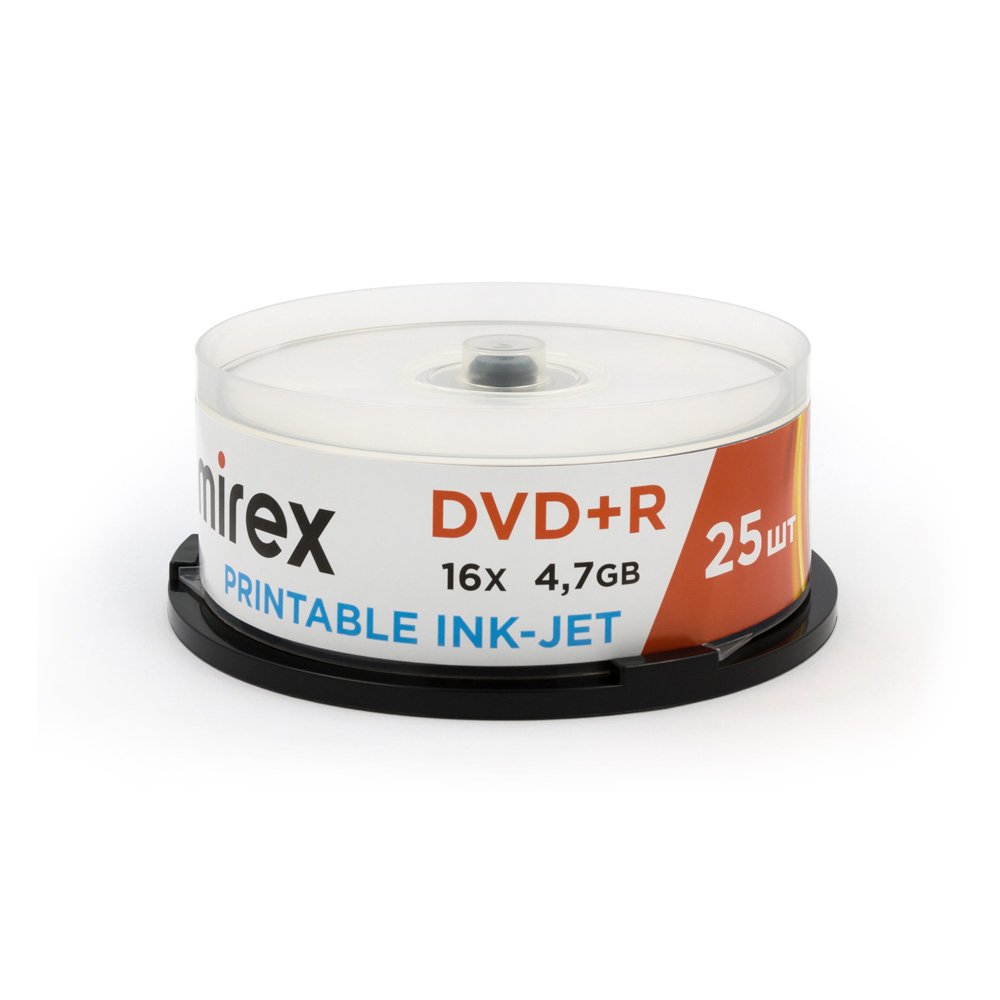 диск dvd+r "mirex "printable inkjet" 16x cakebox 25шт.под логотип Диск dvd+r "mirex "printable inkjet" 16x cakebox 25шт.под логотип