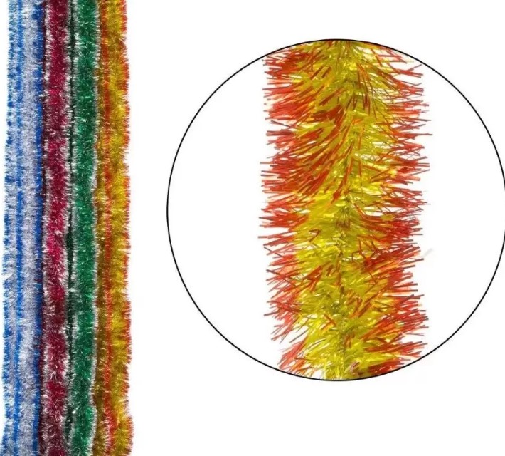 мишура "норка" зелен. с цв. (5см 2м) штрих-код Мишура "норка" зелен. с цв. (5см 2м) штрих-код