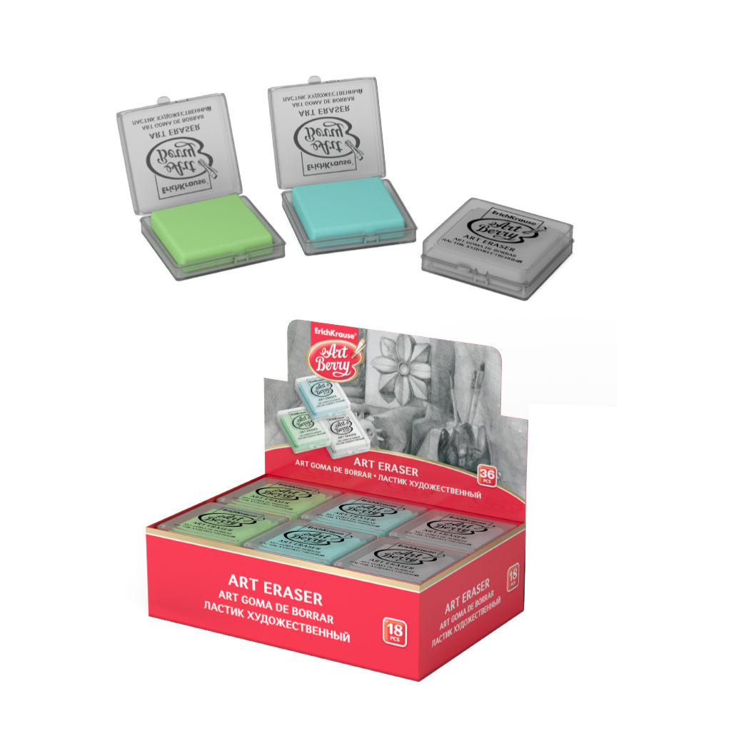 ластик erich krause "artberry" худож. 43х43х9мм асс-т Ластик erich krause "artberry" худож. 43х43х9мм асс-т
