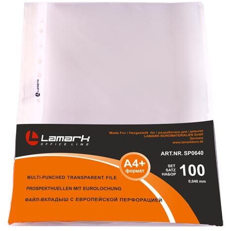 папка-вкладыш с перф. а4 (мультифора) lamark 40мк (100шт) яичная скорлупа Папка-вкладыш с перф. а4 (мультифора) lamark 40мк (100шт) яичная скорлупа