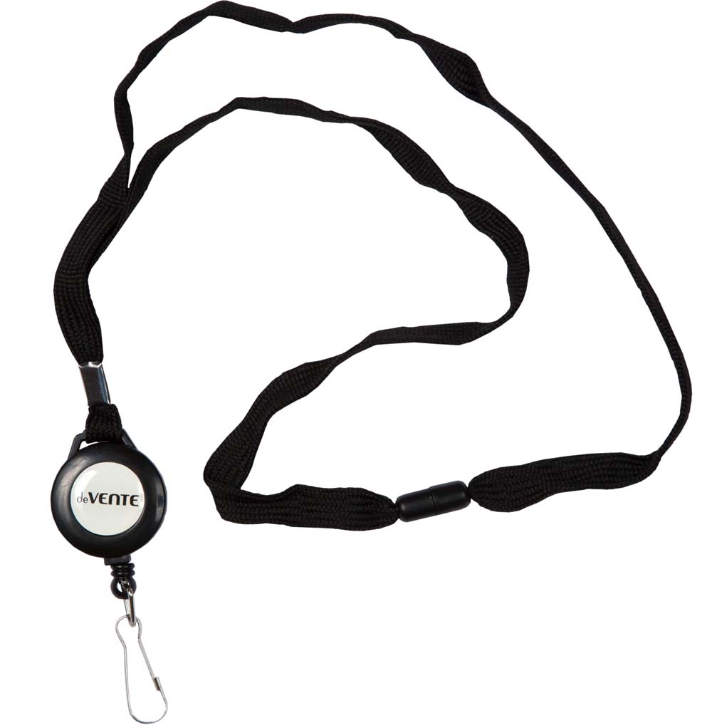 держатель для бейджа с рулеткой 80см лента+клип метал. devente чёрный Держатель для бейджа с рулеткой 80см лента+клип метал. devente чёрный