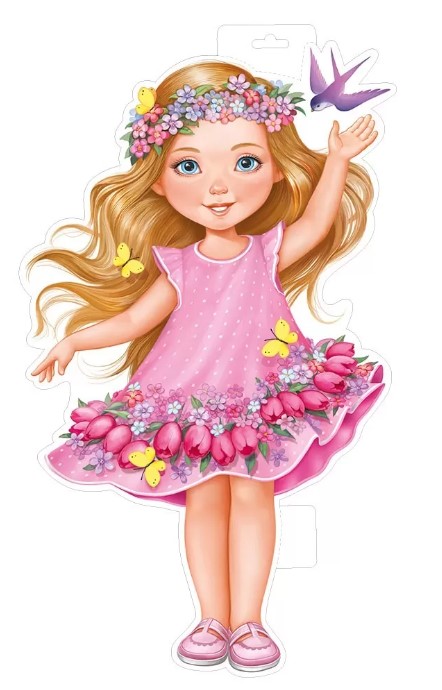 плакат "девочка в розовом весеннем платье" а2 фигурный Плакат "девочка в розовом весеннем платье" а2 фигурный