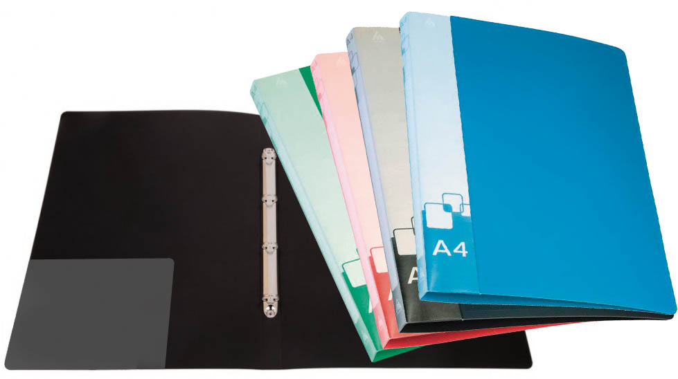 папка пласт. с 4-я кольцами 4см внутр. карман 0,8мм черная Папка пласт. с 4-я кольцами 4см внутр. карман 0,8мм черная