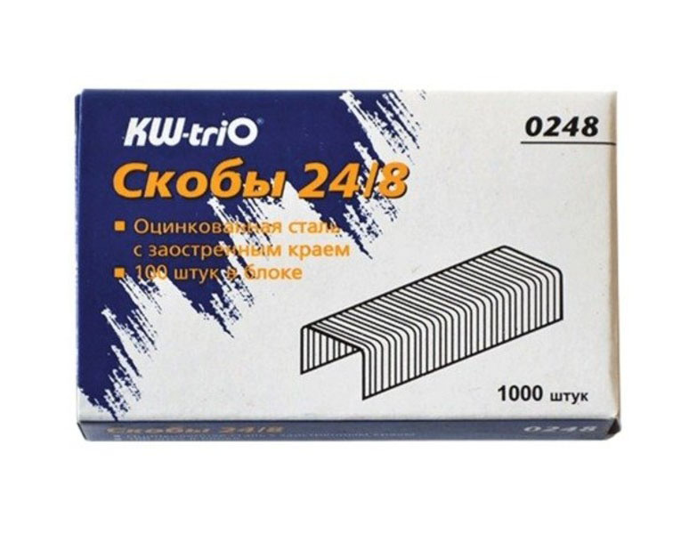 скобы для степлера №24/8 "kw-trio" 1000 шт. Скобы для степлера №24/8 "kw-trio" 1000 шт.