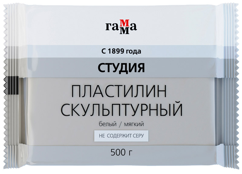 пластилин скульптурный "гамма"белый 0,5кг мягк Пластилин скульптурный "гамма"белый 0,5кг мягк