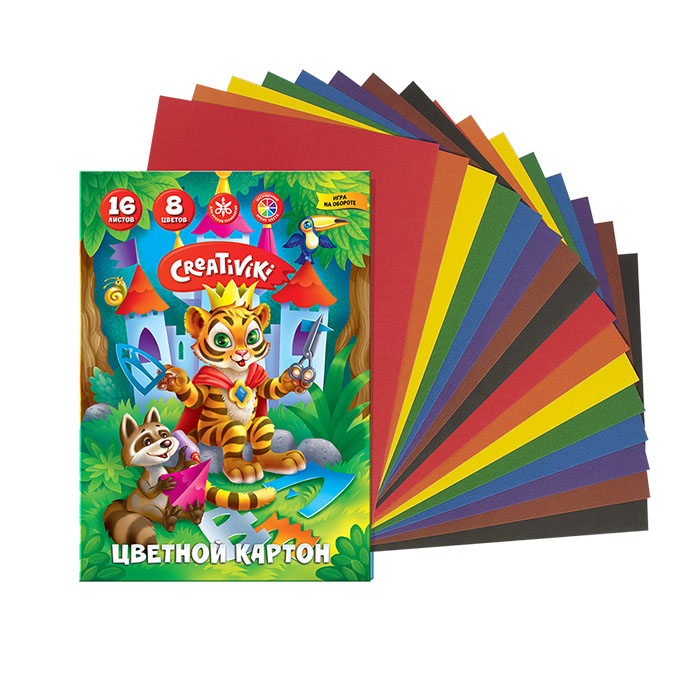 набор а4 цв.картон 08л 08цв и цв.бумага 16л 08цв 2-х стор. creativiki Набор а4 цв.картон 08л 08цв и цв.бумага 16л 08цв 2-х стор. creativiki